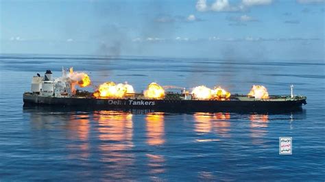 Houthi Video Shows Explosions on Tanker Leaking in Red Sea.